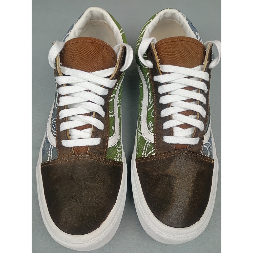 Vans Old Skool Patchwork Paisley Green Blue Brown Suede Sneakers Mens 11 751505